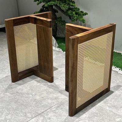 真藤编胡桃木支撑腿原木桌面抬脚