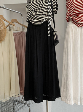 欧玛莱 2026春夏季新款高腰休闲阔腿裤女百搭纯色褶皱长裤子 7052