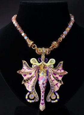 青岛项链中古vintage粉紫色手工