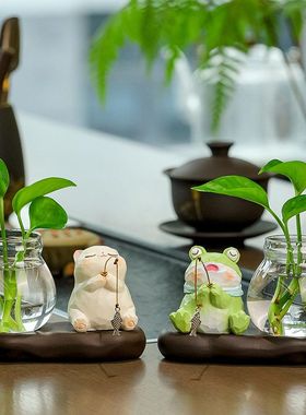 青蛙摆件2025新款办公桌装饰水培
