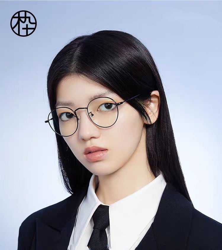 清也超轻钛近视眼镜框男女可配防蓝光FM1600049复古圆形小框镜架