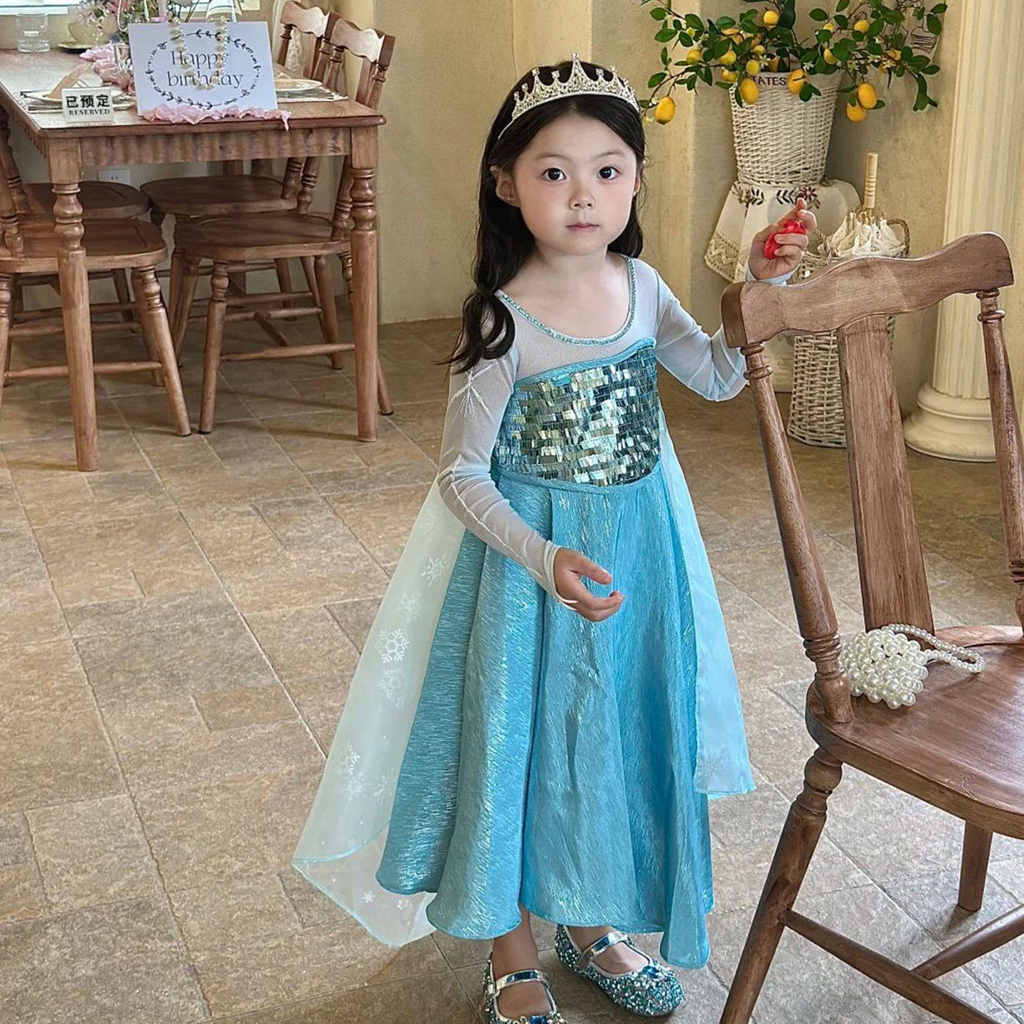 冰雪奇缘艾莎公主裙2026新款六一儿童节爱莎女王连衣裙生日礼服裙