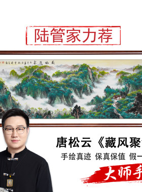 藏风聚气山水画新中式客厅挂画办公室沙发背景墙装饰画纯手绘国画