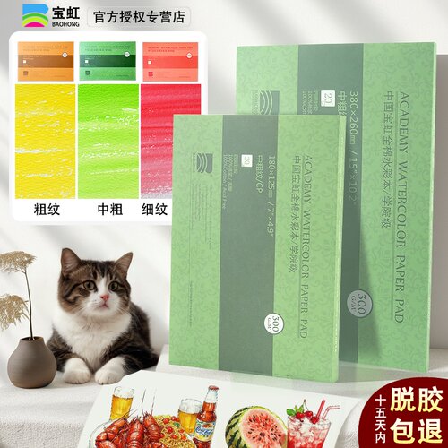 宝虹水彩纸画本300g中粗四面封胶