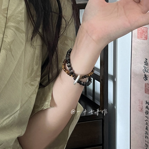 一十七手作实心足银六字真言手链