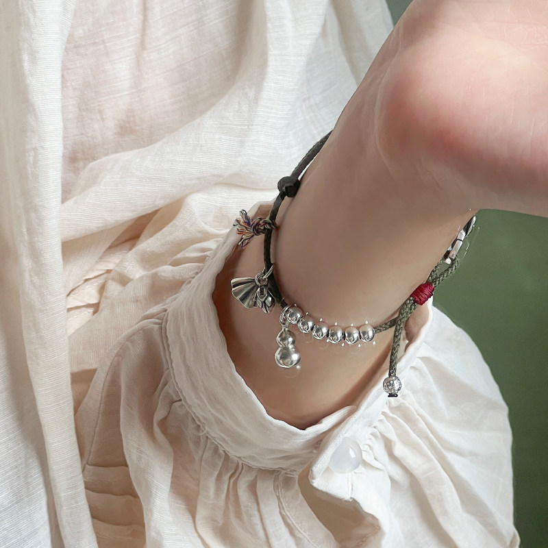 一十七手作 原创设计 好运上岸锦鲤复古莲蓬实心葫芦纯银手绳手链,饰品/流行首饰/时尚饰品新,手链,淘宝优惠券,粉丝福利购,淘宝优惠卷