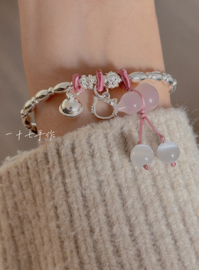 女s925银粉色葫芦可爱凯蒂猫手链