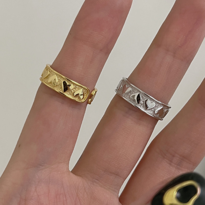 一十七手作 小众ins风 甜美爱心泡泡 s925银开口戒指环女