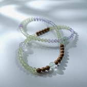 槐序 原创设计天然水晶手链葡萄石紫锂辉印度老山檀紫锂辉