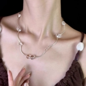 月溪明 原创设计水晶项链天然巴西白水晶清迈手工银