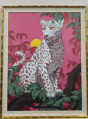 多巴胺粉红色金钱豹波普风动物客厅装饰画玄关挂画