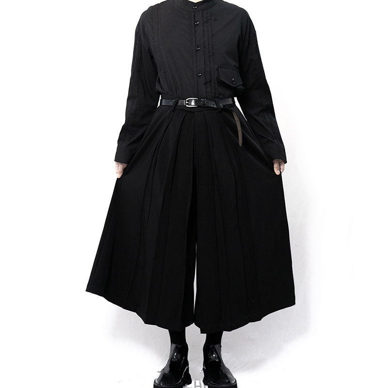 暗黑机能武士裤男国潮裙裤九分裤潮牌阔腿裤宽松喇叭裤大码舞台装,男装,休闲裤,淘宝优惠券,粉丝福利购,淘宝优惠卷