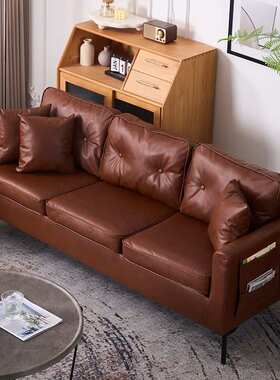 沙发小户型办公室出租房服装店简约客厅休息区接待黑色三人位沙发