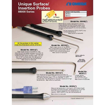 88008K,88009K,88013K,88014K,88104K表面和插入热电偶测温探头