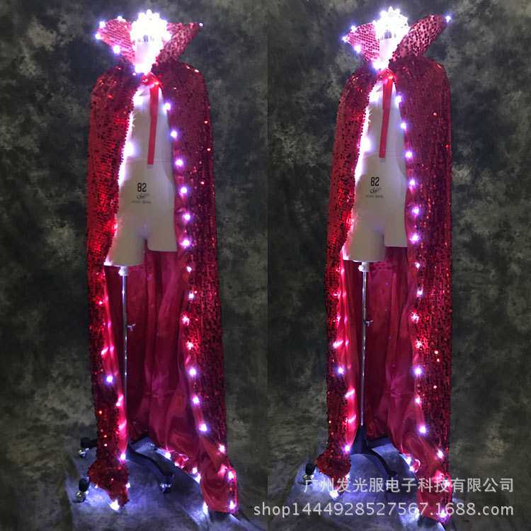 LED发光亮片选美披风吧花场KTV舞台立领斗篷万圣节cosplay走秀