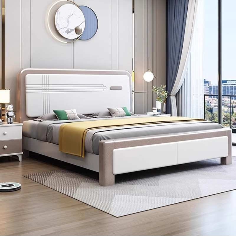 北欧经济型实木床白色现代简约1.8米主卧双人床1.5轻奢榫卯储物床,3C数码配件,USB灯,淘宝优惠券,粉丝福利购,淘宝优惠卷