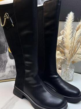 她主题专柜正品黑色真皮加绒时尚简约款长靴916F-R 4/1