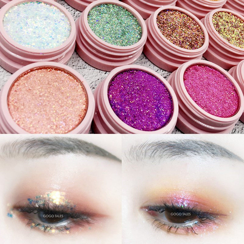 INS超火幽然雅韵单色眼影膏 浅蓝牛油果紫粉香槟偏光闪片上色持久