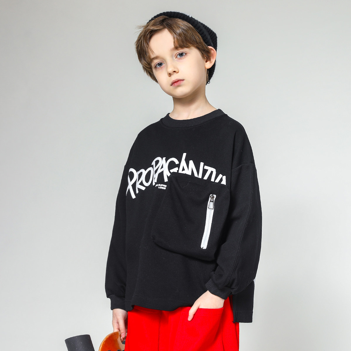 【5折特卖】儿童圆领卫衣2025春秋新款男童痞帅洋气长袖上衣炸街