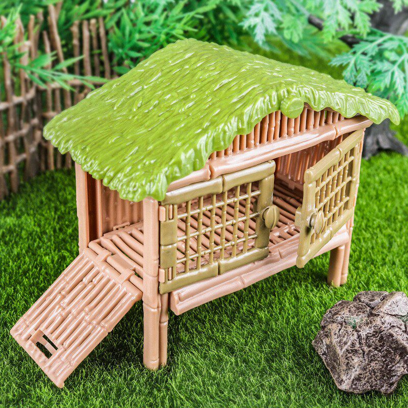 儿童玩具仿真农牧场家禽饲养笼模型鸡鸭鹅养殖屋造景兔笼摆件礼物