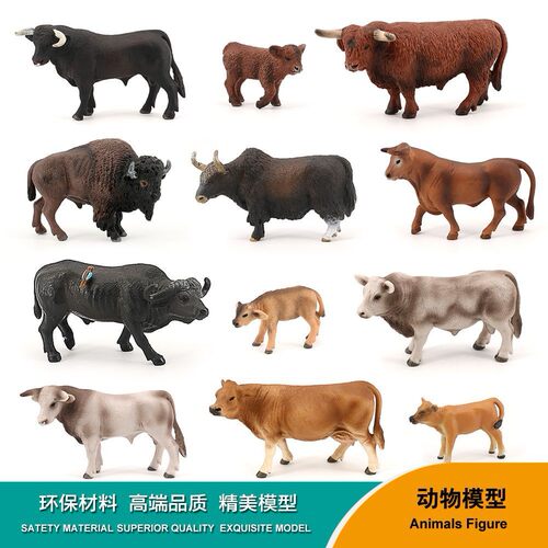 仿真牛模型实心小摆件
