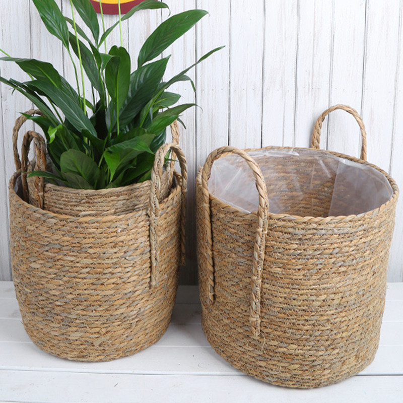 手工草编藤编花盆花篮创意家居阳台客厅装饰室内盆栽花盆特色花篮