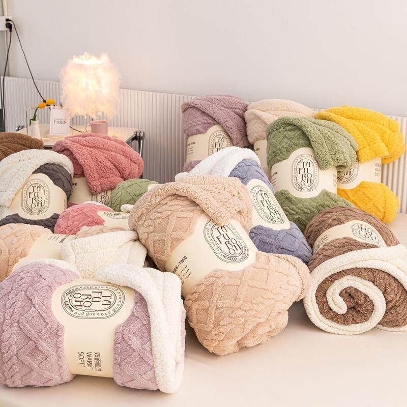 2023新款加厚提花AB版塔芙绒羊羔绒毯子舒棉绒法莱绒毛毯厂家