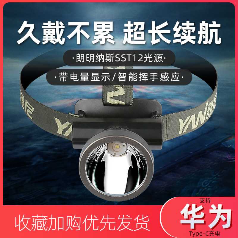 雅尼612S小头灯强光充电超亮头戴
