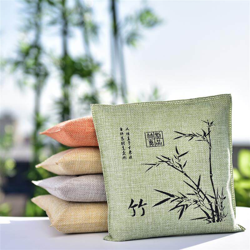 500g麻布四君子梅兰竹菊竹炭包汽车除味竹碳包竹炭活性炭厂家