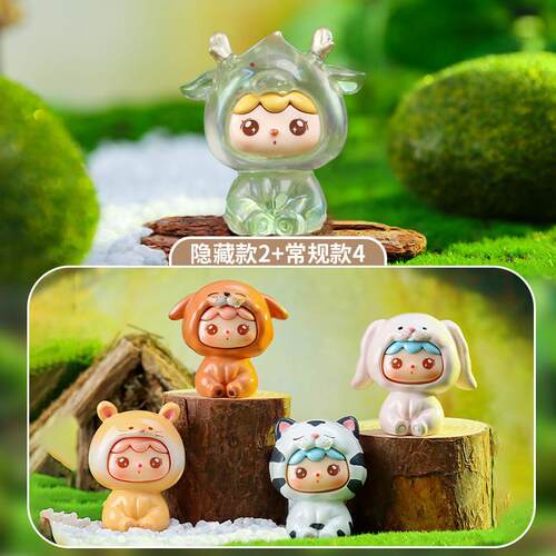 新款创意潮流可爱萌宝出森Q版卡通公仔盲盒手办桌面装饰品小摆件