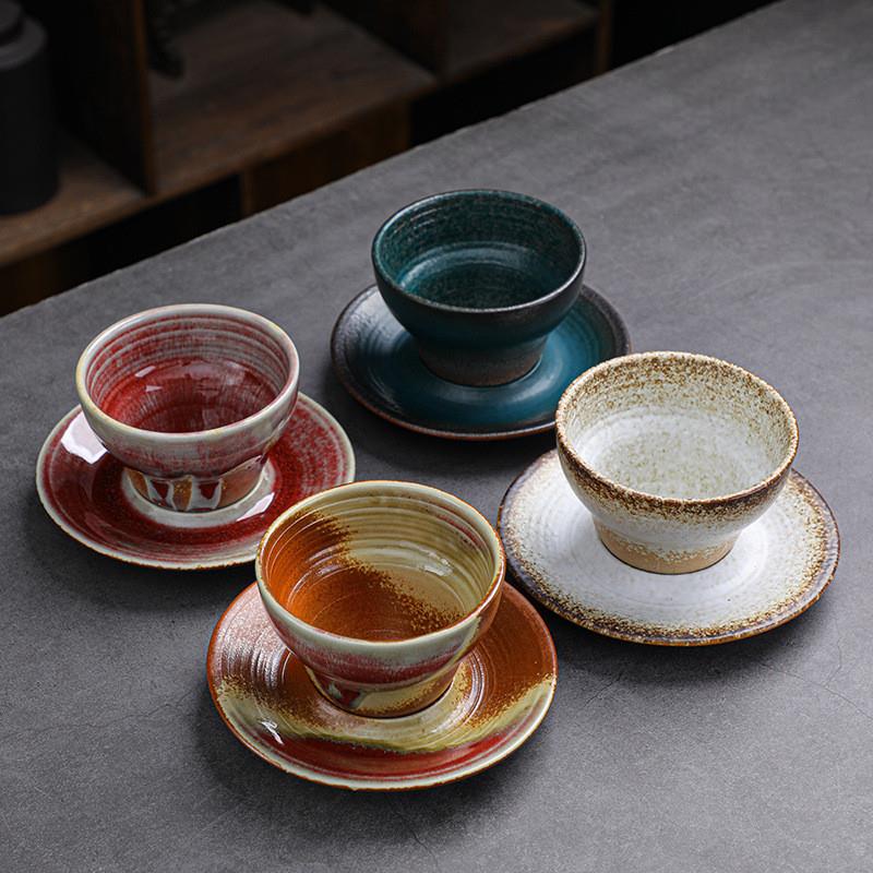 粗陶浓缩咖啡杯碟套装日式复古茶杯主人杯大号品茗杯创意手工水杯