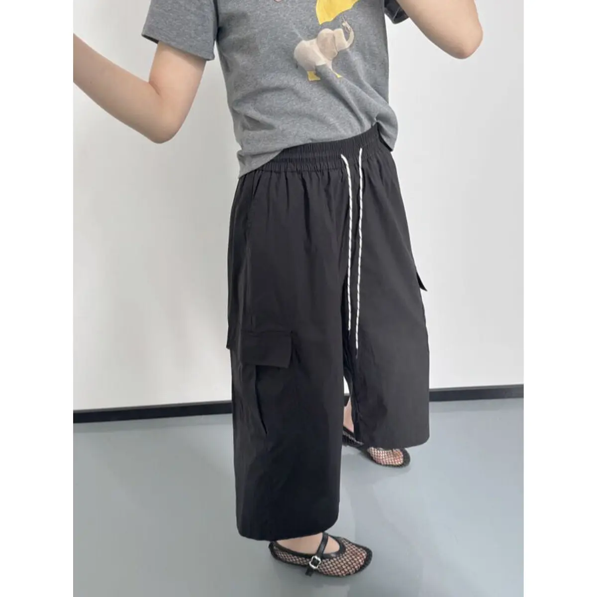 美式高街九分裤宽松阔腿休闲工装裤小个子夏季薄款酷飒风裤子女装
