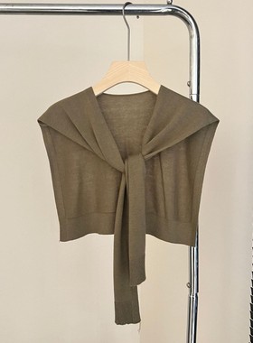 绿色纯色针织打结外搭小披肩女韩版百搭配饰假领子春夏秋搭肩