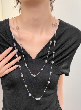 轻奢高级感项链女百搭多层长款毛衣链时尚气质服装配件挂件腰链女