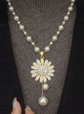 气质时尚太阳花毛衣链长款项链女