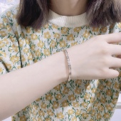 手环网红手饰手镯女 半圈满钻玫瑰金色钛钢不掉色韩版 新款 简约时尚