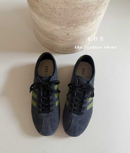 微微瑕！断码 39码，EOS9935-7复古磨砂皮德训鞋新款百搭透气休闲