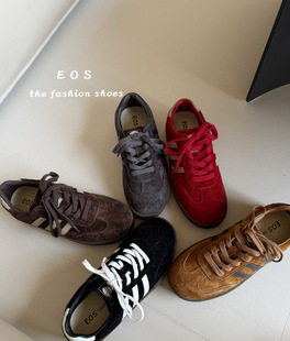 。EOS25177-1秋季女鞋低跟磨砂真皮松糕底板鞋休闲鞋子系带单鞋