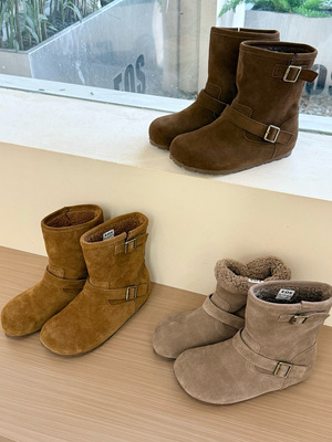 。BL1016-9韩版氛围感厚底雪地靴女2025新款设计感短筒博肯靴