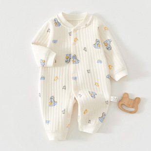 新生婴儿连体衣保暖夹棉爬服0-1岁宝宝保暖薄棉哈衣无骨贴身内穿