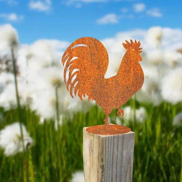 创意生锈公鸡农场花盆金属摆件视频盆栽装饰铁艺花园地桩地插,家居饰品,户外/庭院摆件,淘宝优惠券,粉丝福利购,淘宝优惠卷