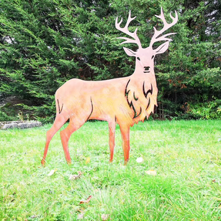 大型动物生锈的金属雄鹿剪影金属驯鹿户外园林雕塑农场山林守护神