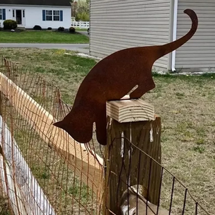 做旧金属猫剪影栅栏装饰户外艺术庭院铁艺摆件乡村风花园动物雕塑
