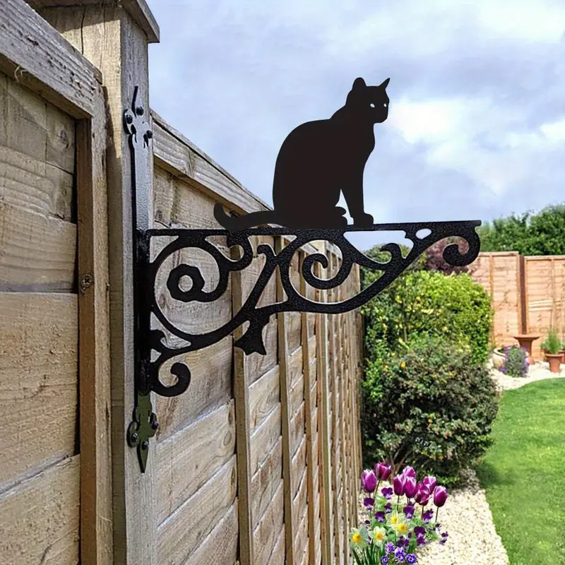 黑猫剪影装饰悬挂支架铁艺挂钩吊篮支架壁挂式展示架适用于花盆,家居饰品,户外/庭院摆件,淘宝优惠券,粉丝福利购,淘宝优惠卷