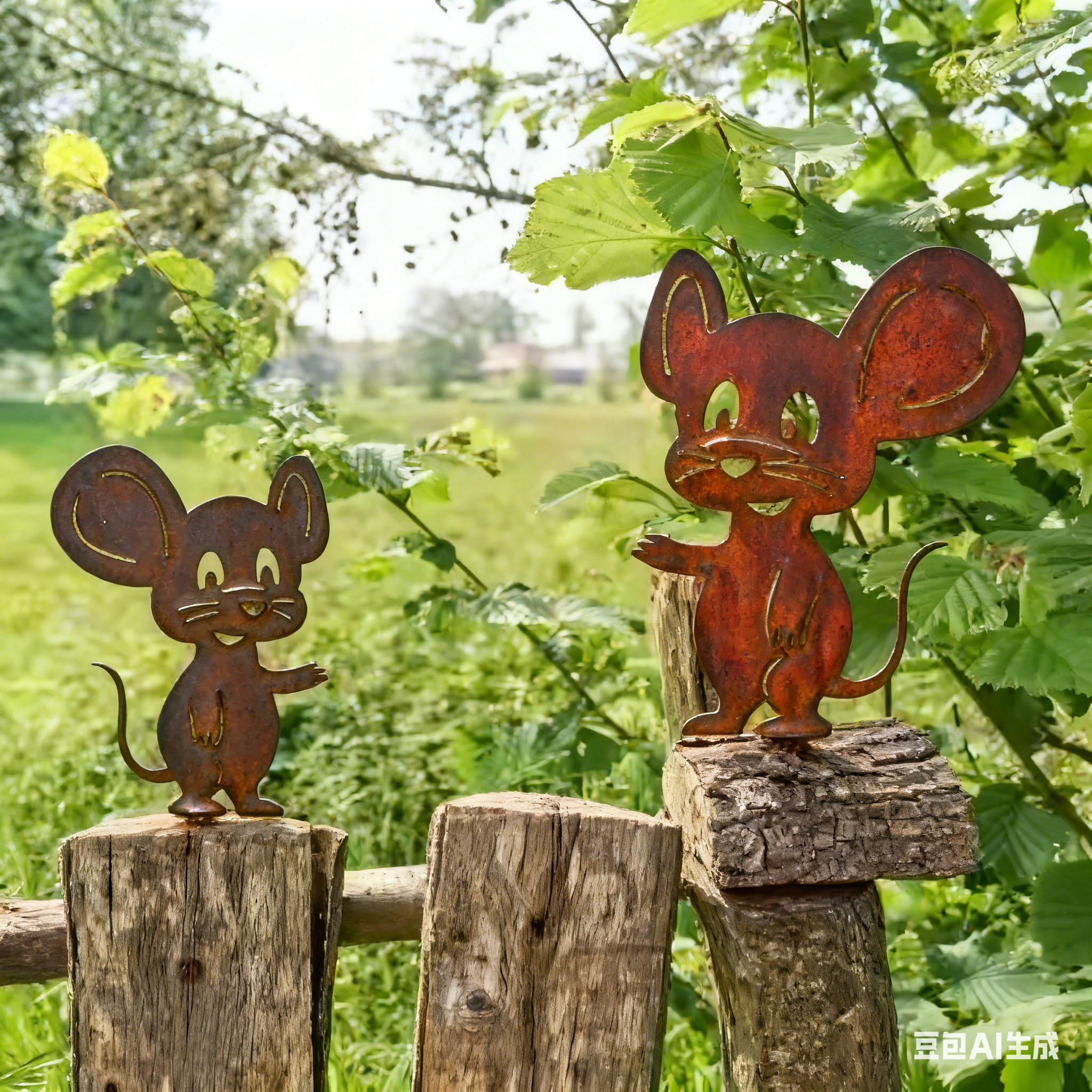 相互指责的可爱老鼠雕塑耐用金属老鼠地插趣味户外生锈的篱笆装饰,家居饰品,户外/庭院摆件,淘宝优惠券,粉丝福利购,淘宝优惠卷