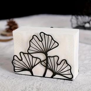 银杏树叶铁艺摆件家居日用纸巾架餐厅桌面餐巾架独立式装饰纸巾盒