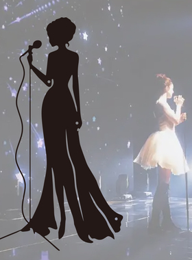 音乐厅工作室壁饰站立演唱的优雅女人铁艺挂件墙面装饰画金属墙艺