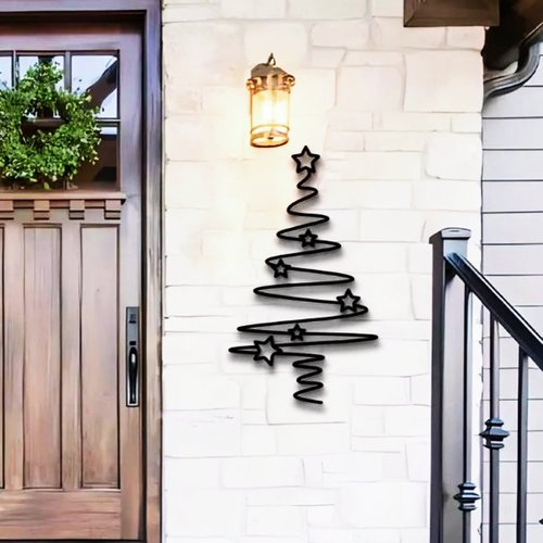 温馨圣诞树冬季创意客厅室内墙挂金属墙艺家居装饰品铁艺墙壁摆件