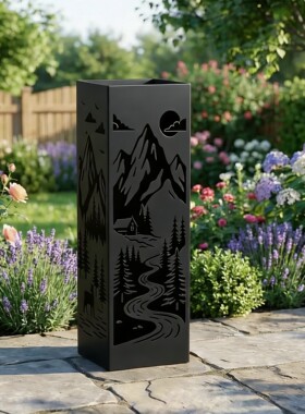 乡村风格做旧的铁艺玫瑰花立体柱子自然景观钢质路桩园林艺术装饰