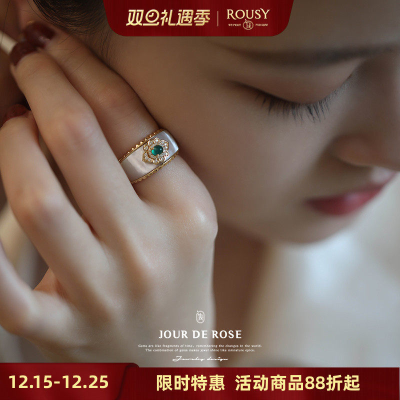 翡冷翠复古轻奢绿玛瑙纯银